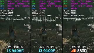 Core i3 9100F vs Core i5 9400F vs Ryzen 5 2600 - Testing Games