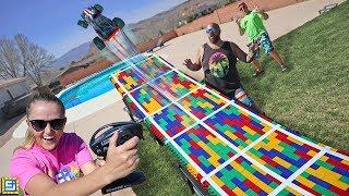 IMPOSSIBLE DIY RC TRUCK JUMP In Our Backyard! GIANT LEGO Project!
