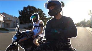 2 Dudes riding motorcycles in Cali