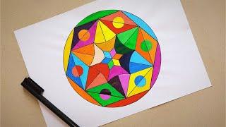 Circle Pattern | Geometrical Design in Circle | How To Drawing Circle Geometrical shape step by step