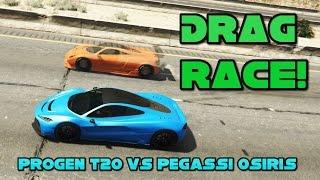 GTA 5 PS4 - Progen T20 Vs Pegassi Osiris Drag Race Comparison - Which Is The Fastest Super Car?