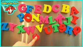 Fun Learning Alphabets With Fridge Magnet Letterz. Alphabet Songs For Kids Toddlers Rebby's PlayTime