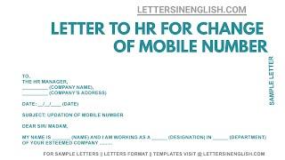 How to Write a Letter to HR for Change of Mobile Number –  Letter for  Mobile Number Update