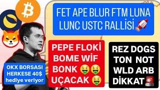 FET APE BLUR FTM LUNA LUNC USTC RALLİSİPEPE FLOKİ BOME WİF BONK UÇACAKREZ DOGS TON NOT WLD DİKKAT