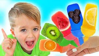 Vlad and Niki pretend play cooking fruit ice cream - Funny stories for kids