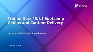 Tridion Docs 15.1.1 (Alf1u1) Bootcamp 3of3 - Genius and Content Delivery