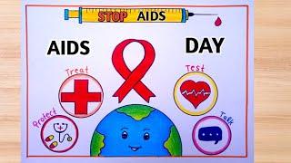 World AIDS day drawing//AIDS day poster drawing//World AIDS day chart drawing//AIDS awareness art//