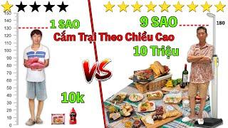 Thử Thách Cắm Trại Theo CHIỀU CAO Của Bản Thân 0 Sao vs 9 Sao | Cắm Trại 10k VS 10 Triệu