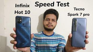 Tecno spark 7 pro Vs Infinix Hot 10 Speed Test - Helio G80 with 90hz Vs G70 with 60hz