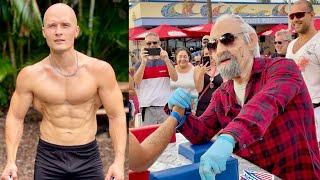 Deny Montana Pretends to be an Old Man Armwrestler! PRANK