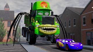 Epic escape from Lightning McQueen Eater, Zombie Mack, Fire Engine Eater|BeamNG.Drive