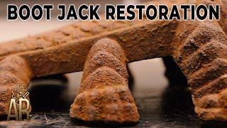 BOOT JACK Restoration - Rusty cast Iron sandblasting and powder coating