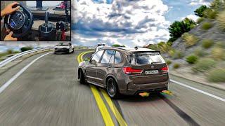 TUNED BMW X5M drifting through traffic - assetto corsa - Gameplay (POV)