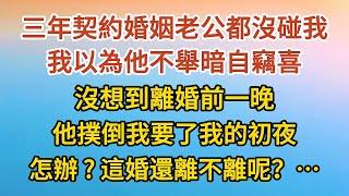 《離婚前一晚 02》三年契約婚姻老公都沒碰我，我以為他不舉暗自竊喜，沒想到離婚前一晚，他撲倒我要了我的初夜，怎辦？這婚還離不離呢？……#戀愛#婚姻#情感 #愛情#甜寵#故事#小說#霸總