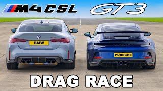 BMW M4 CSL v Porsche 911 GT3: DRAG RACE