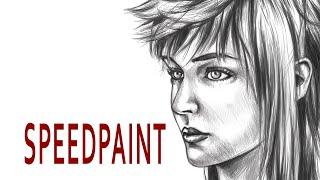 Спидпейнт Монохромная девушка | Speedpaint Monochrome girl