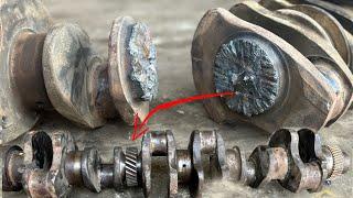 My Decent Mechanic Repaired Heavy Broken Crankshaft with Using Strange piece…..
