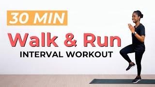 30 MIN Walk & Run Interval Workout for WEIGHT LOSS| FAT BURNING Cardio | No talking | Small Space