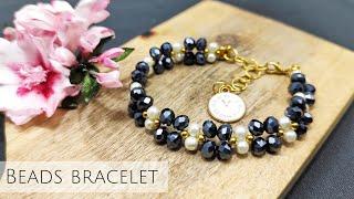 DIY beads bracelet/ beautifull rondelle crystal & Pearl bracelet tutorial easy