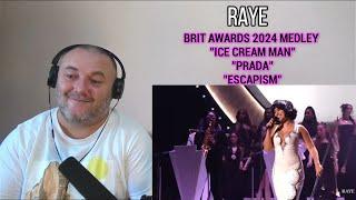 RAYE - BRIT AWARDS 2024 MEDLEY "ICE CREAM MAN", "PRADA", "ESCAPISM" (REACTION)