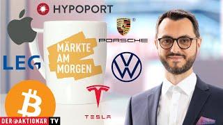 Märkte am Morgen: Bitcoin, Tesla, Apple, Porsche SE, LEG Immobilien, Hypoport, Volkswagen