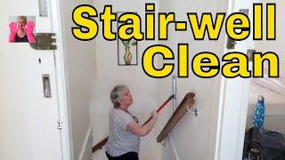 Clean Hard-To-Reach Areas - Deep Clean STAIRWELL safely & easily with Flat Mop    #cleaningvideos