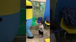 Baby meets a minion at the Treehouse #adorablebaby #adorableboy #indooractivities #indoorplayground