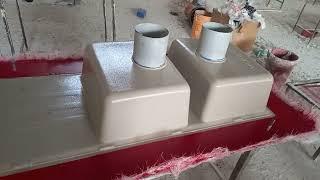 Granite Sink Production Tutorial: Displaying the Fiberglass Mold for the Sink.