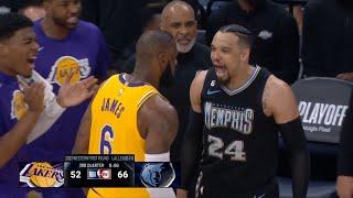 LeBron James has words for Dillon Brooks after scoring and Lakers bench joins in 