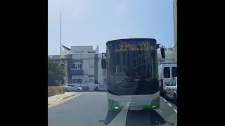 Malta Public Transport bus drives wrong way down a one way street in San Gwann.