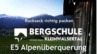 E5 Alpenüberquerung Packliste Rucksack