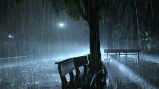 No More Insomnia with Heavy Rain, Lightning Glare & Thunderstorm Sounds Covering Quiet Town at Night