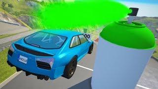 Jumping through Green Giant Spray Paint Crashes - BeamNG.drive