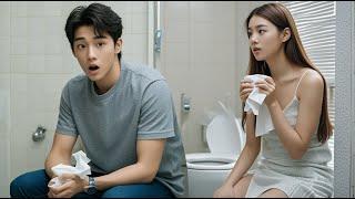 Average girl gives toilet paper in the bathroom, unexpectedly the longtime crush of male god!