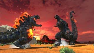 Burning godzilla vs kaiju at hollow earth Animal Revolt Battle Simulator