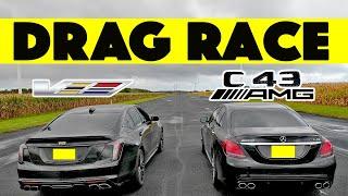 Mercedes Benz C43 AMG vs Cadillac CT5 V, suprise follows. Drag and Roll Race.