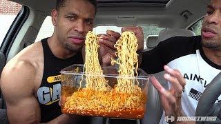 EXTREME SPICY CHEESE RAMEN NOODLE CHALLENGE | MUKBANG @hodgetwins