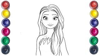 How to Draw A Cute Elsa Frozen From Disney Frozen, Drawing for kids | Let's Draw Together