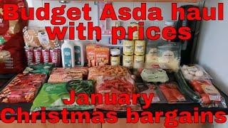 Budget Asda haul with prices. After Christmas bargains