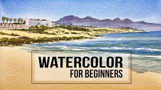 Easy Beach Watercolor Lesson For Beginners