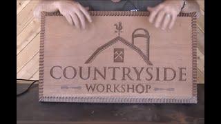 #386 Free Hand Carving Wood Sign in Mahogany For Countryside Workshop Part 2