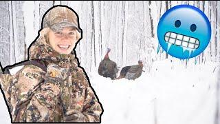 Turkey Hunting in a WINTER WEATHER ADVISORY- | Her FIRST Turkey |