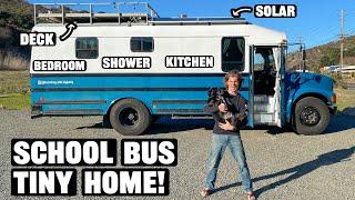 Off Grid Tiny House On Wheels! (School Bus Conversion Tour)