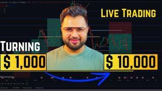 Turning $1,000 Into $10,000 In Forex Trading LIVE Gold , BTC , Crudeoil