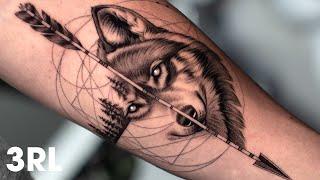 Wolf Tattoo Timelapse | Fine Detail Work with a 3RL Needle