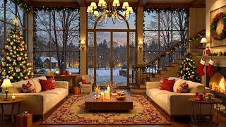  Christmas Day 2025 in Cozy Winter Ambience ️ Smooth Jazz Music with Snowfall & Fireplace to Relax