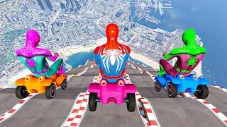 Team Spiderman vs Longest Ramp in GTA 5 - Jumping from Highest in GTA 5  (Spiderman Gameplay)