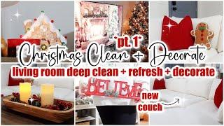 2024 CHRISTMAS CLEAN + DECORATE PART ONE // living room makeover with LINSY HOME