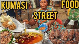 Popular street food in KUMASI_KRONU Vibrant MARKET I!Ghanaian local food KWENKWEN AND AMPESI