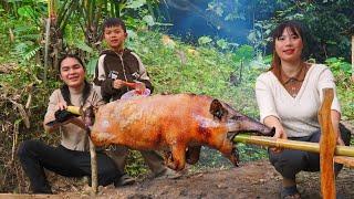 whole roast pig processing, daily life on the farm, SURVIVAL ALONE